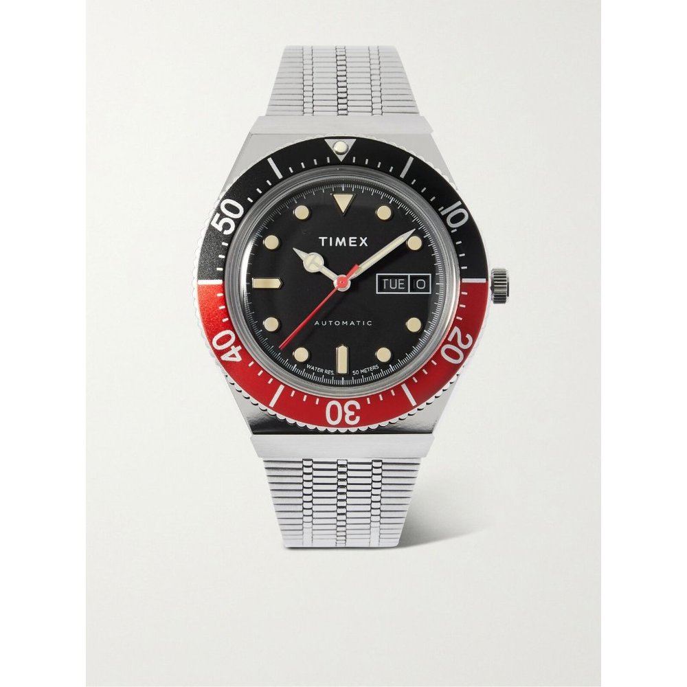 Timex Men's M79 Automatic 40mm Black-Red Stainless Steel Watch